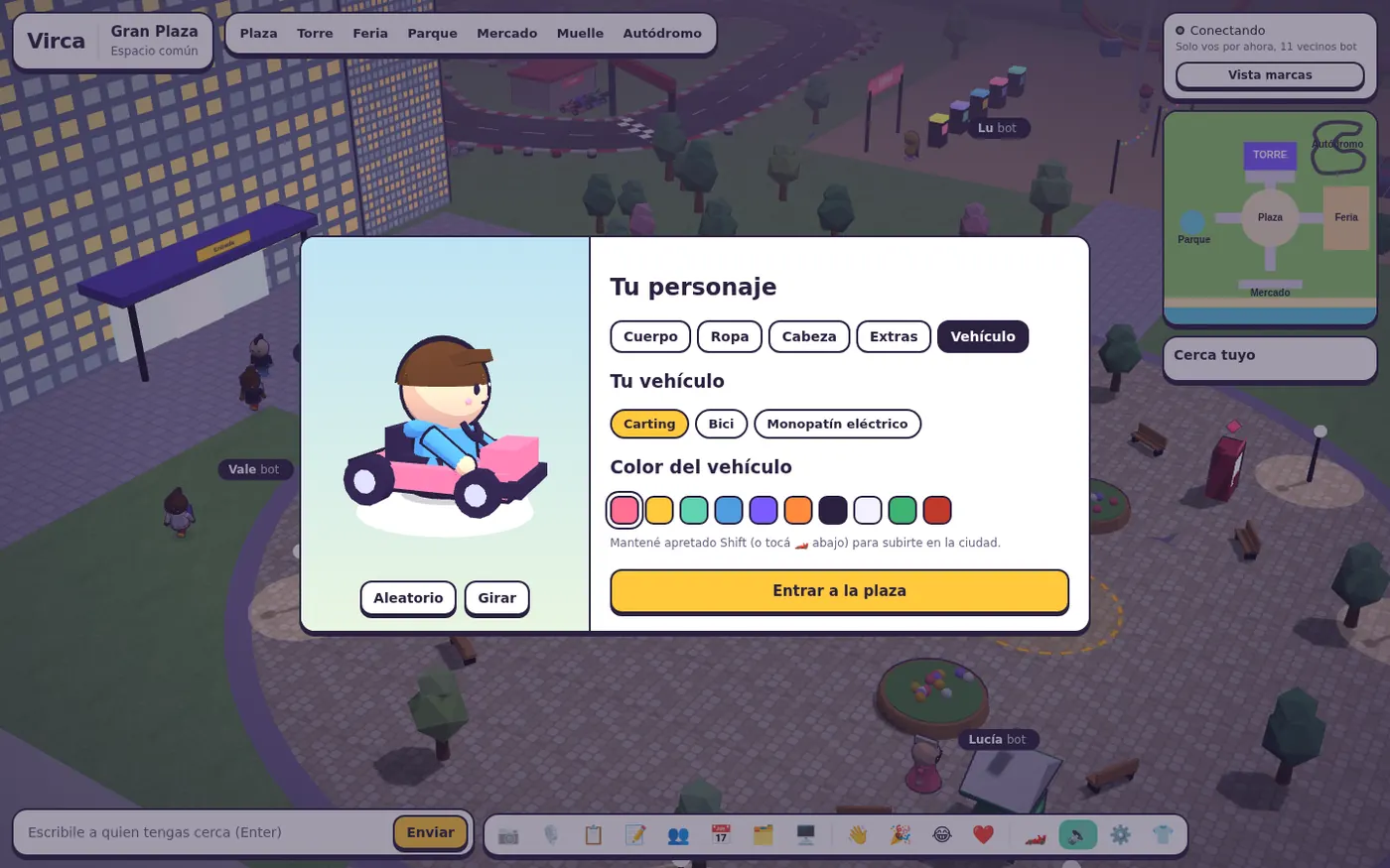 Editor de personaje con un carting.